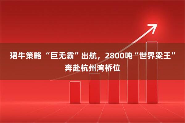 珺牛策略 “巨无霸”出航，2800吨“世界梁王”奔赴杭州湾桥位