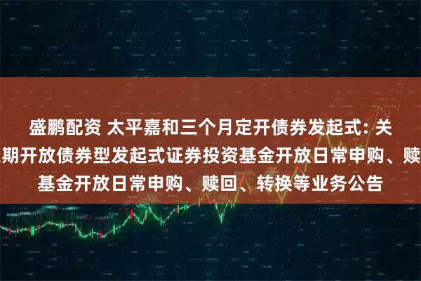 盛鹏配资 太平嘉和三个月定开债券发起式: 关于太平嘉和三个月定期开放债券型发起式证券投资基金开放日常申购、赎回、转换等业务公告